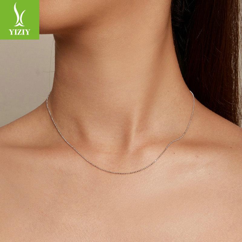 Базовое колье из стерлингового серебра 925 пробы с цепочкой из бусин с блеском, простое и персонализированное универсальное колье-чокер с круглыми бусинами, цепочка для ключицы