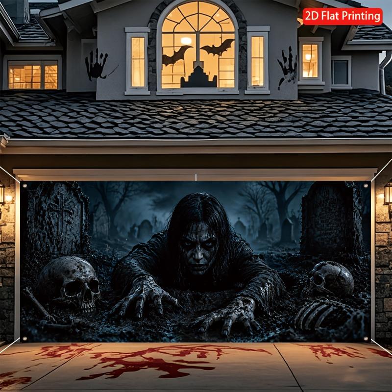2D Halloween Happy Garage Door Banner perfect for parties and home decoration.zyc