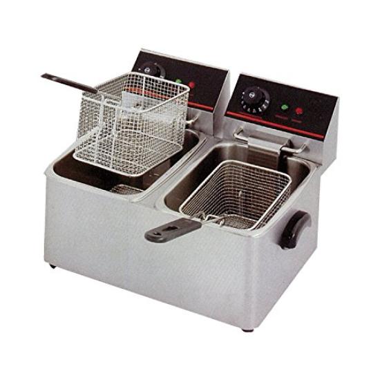 Electric Fryer 4L Two Tank Type Mini Fryer Tabletop Fryer Kitchen Equipment Fryer Mini Fryer Fried Food Cooking Utensil Home Use Commercial Use