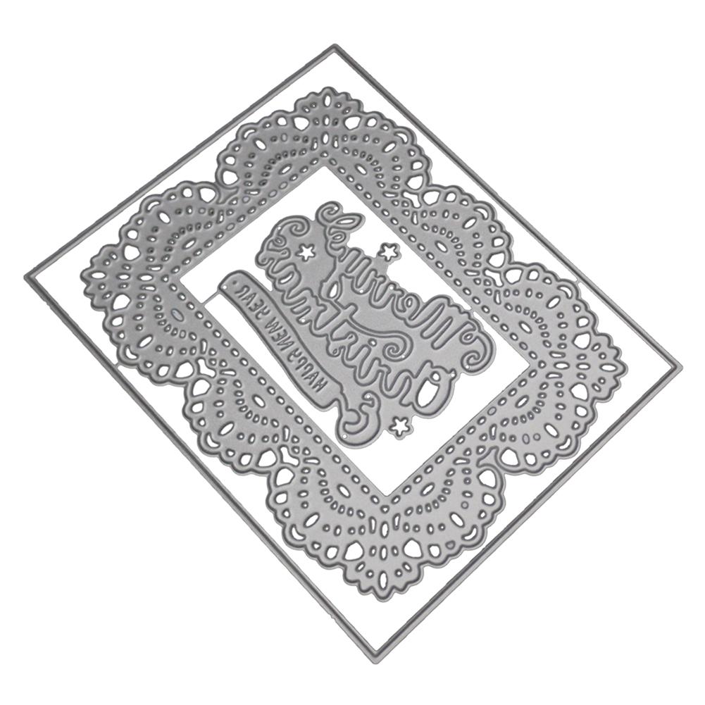 Rectangular Border Merry Christmas Metal Silvery Stencil Embossing Cutting Dies For Diy Scrapbooking Paper Album Cards Making