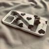 INS Korean Cute Black Love Heart Phone Case For iPhone 14 15 13 12 11 Pro Max X XS XR Lovely Simple Shockproof Hard Cover Funda