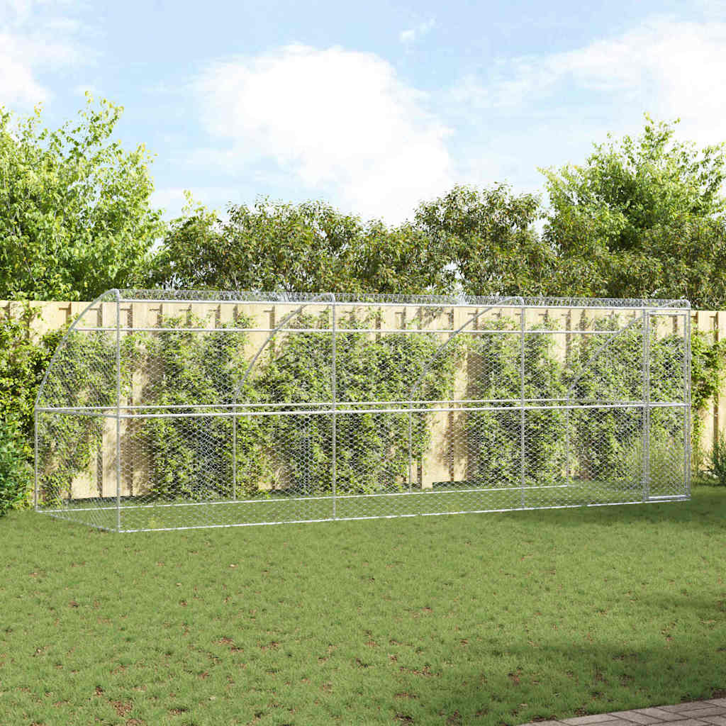 Dog Kennel 3 pcs Silver 6 x 2 x 2 m Galvanized Steel