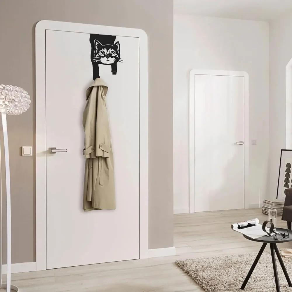 Уникальные вешалки над дверью: Металлические крючки с черным покрытием. Стильное хранилище для дома и офиса, особый подарок для любителей кошек.