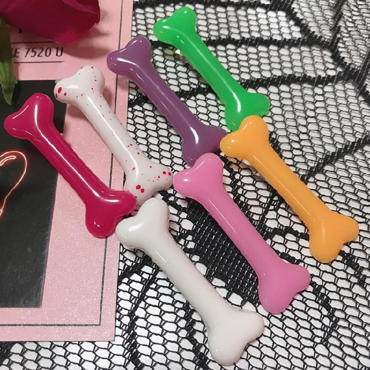 Заколка для волос в виде кости собаки Готическая боковая заколка-уточка Хэллоуинская заколка для челки Костюм