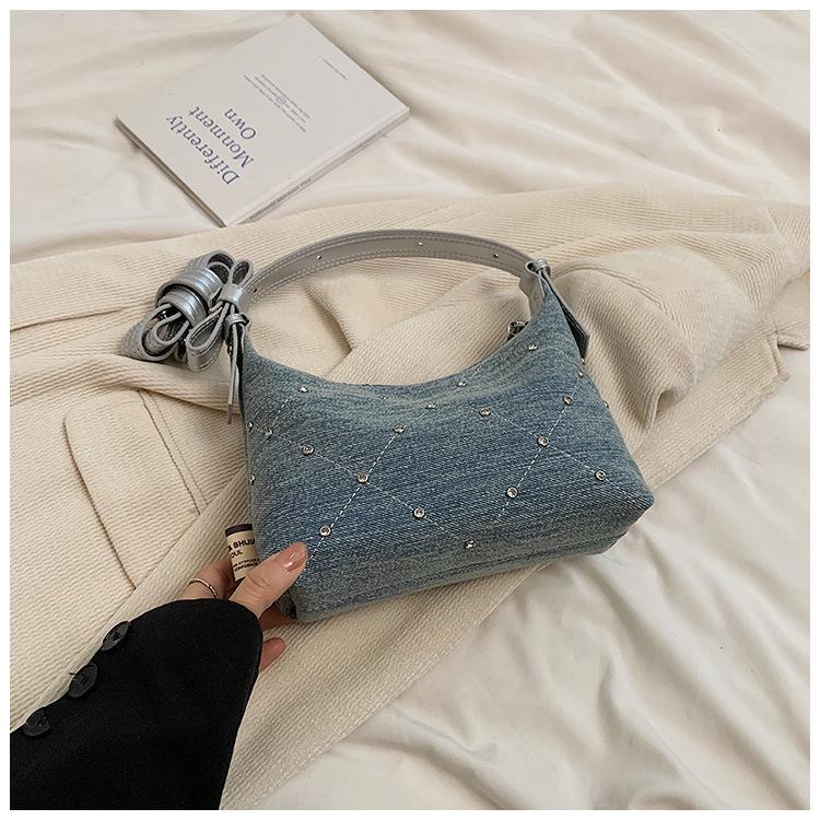 Женская джинсовая летняя модная сумка кроссбоди - Нишевый дизайн сумка-пельмень