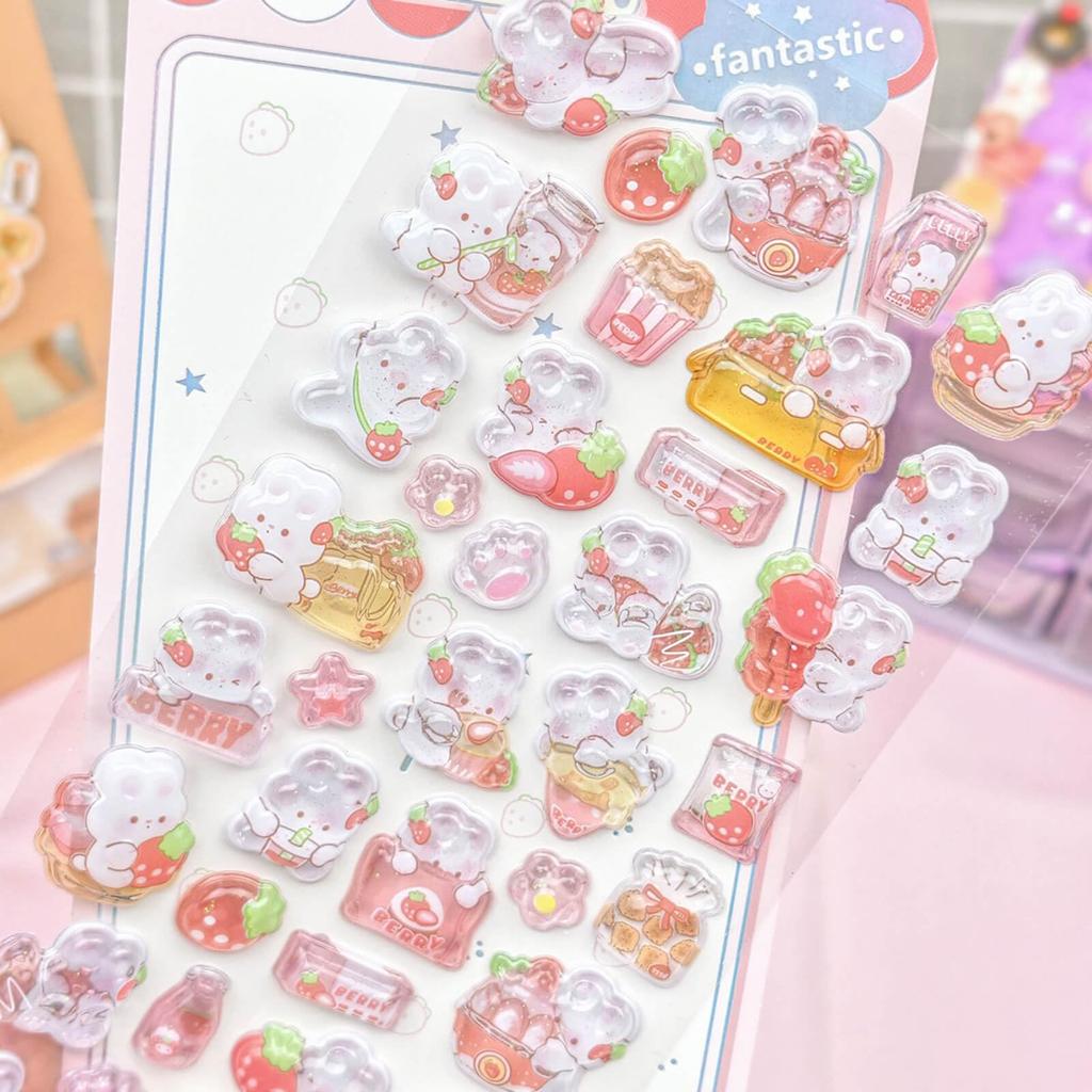 Набор из 4 3D Декоративных Наклеек с Блестками и Сияющим Кроликом Милые и Клейкие для Чехла Телефона DIY и Домашнего Бюджета Идеальный Подарок Дизайны. Телефоны,