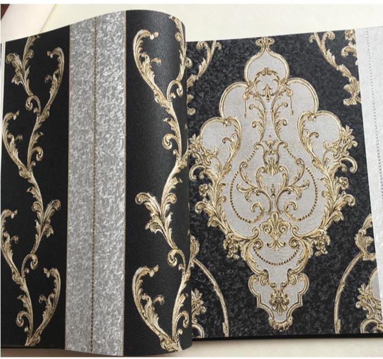 Роскошные Дамасские Виниловые Обои ПВХ Рулон Обоев Белый Черный Синий Красный Водонепроницаемое Настенное Покрытие Гостиная Спальня Украшение Дома