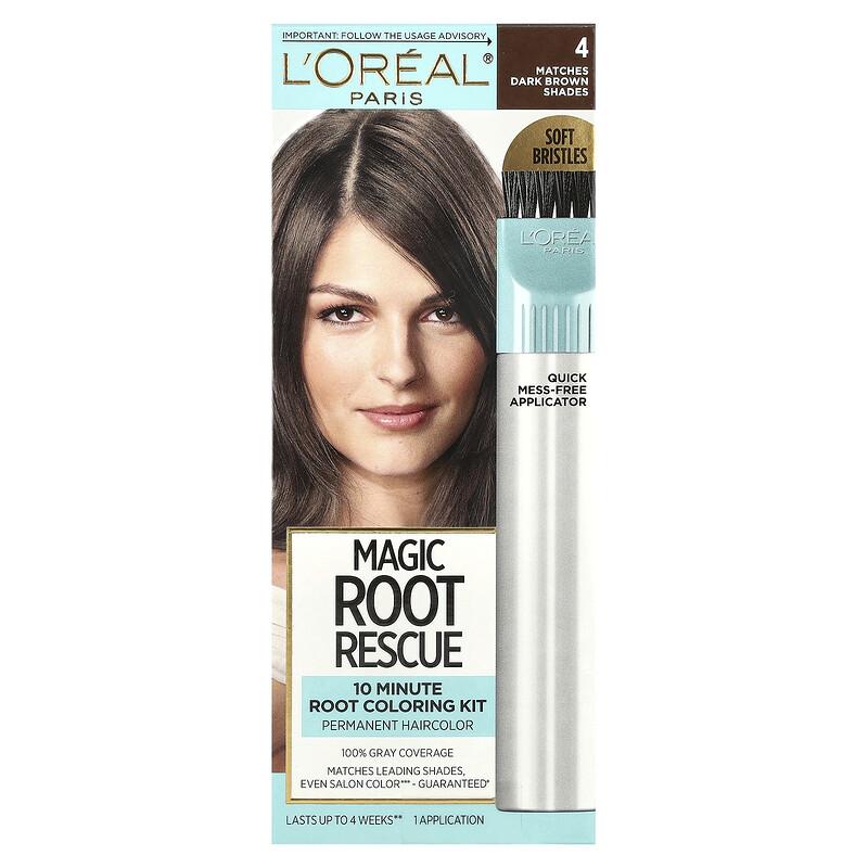 Magic Root Rescue, 10 Minute Root Coloring Kit, 4 Dark Brown, 1 Application