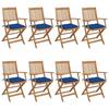 Day and Night - Day and Night Folding Garden Chairs 8 Units Solid Acacia Wood and Cushions
