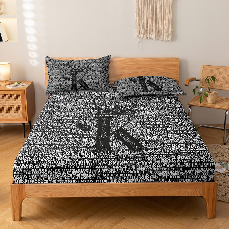 Simple 3-Piece Modern Skull Animal Pattern Digital Printing Three Piece Fitted Sheet Set, Bedroom Printed Bed Cover Set, Bedding