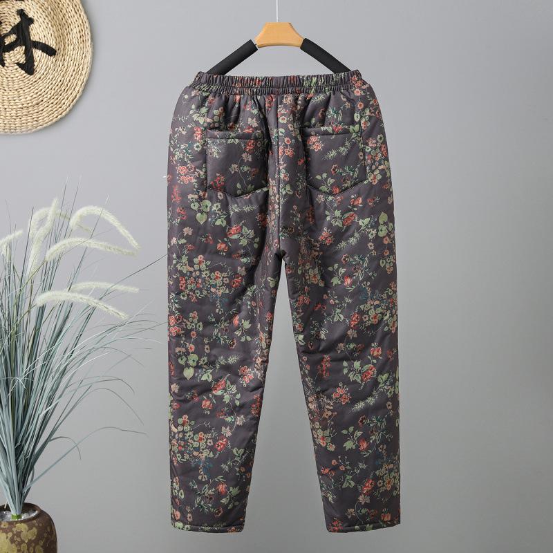 Утепленные брюки из утолщенного хлопка осенне-зимние широкие брюки свободные повседневные женские брюки большого размера