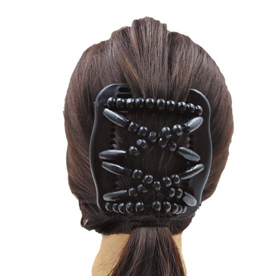 1/4Pcs Women Wooden Beaded Hair Combs Handmade Stretch Double Side Clips Salon Combs Bun Maker Hair Accessories