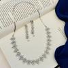 Silver Plated Diamond Round Necklace Set Diamond Necklace Set for Women