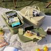 Outdoor Foldable Picnic Basket For Spring Outings Camping Storage Box Car Portable With Lid And Travel Food Table Des