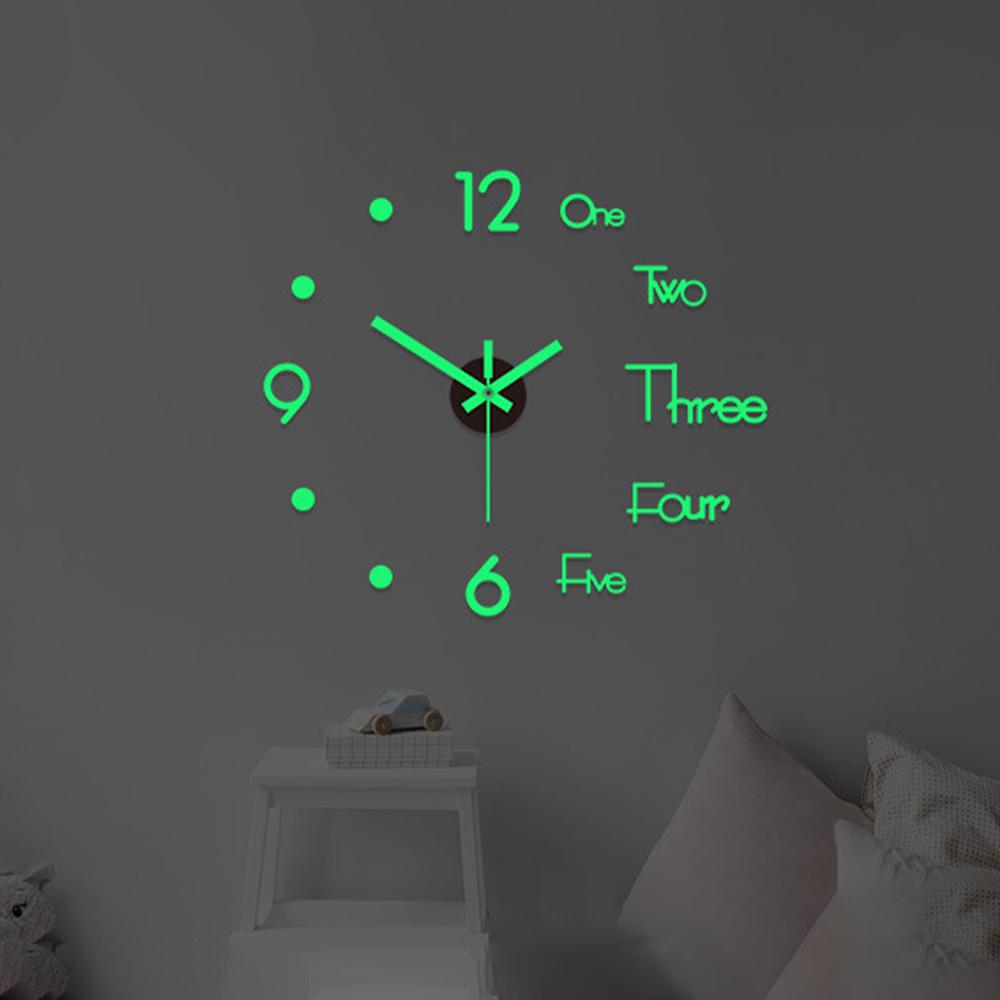 DIY цифровые настенные часы для гостиной, светящиеся 3D-часы без рамки, настенные наклейки, бесшумные часы для спальни, офиса, настенный декор