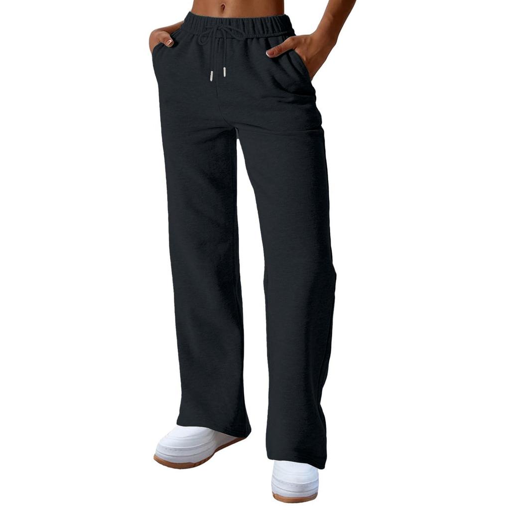 Womens Fashion Loose Solid Sweatpants Drawstring Casual Trousers With Pockets