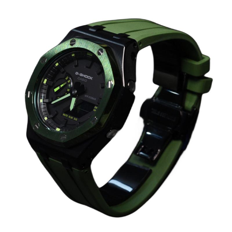Casio Мужские часы с ЖК-дисплеем и аналоговым двойным дисплеем Серия Black GA-2100-1A1(Watch3--)