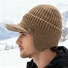 Winter Knitted Hat Solid Color Men Women Thickened Fleece Lining All-weather Hat Cold Weather Outdoor Headwear