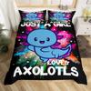 Cartoon Axolotl Duvet Cover Full For Kids Boys Girls Toddlers Kawaii Axolotl Bedding Set Cute Sea Weed Coastal Comforter Cover