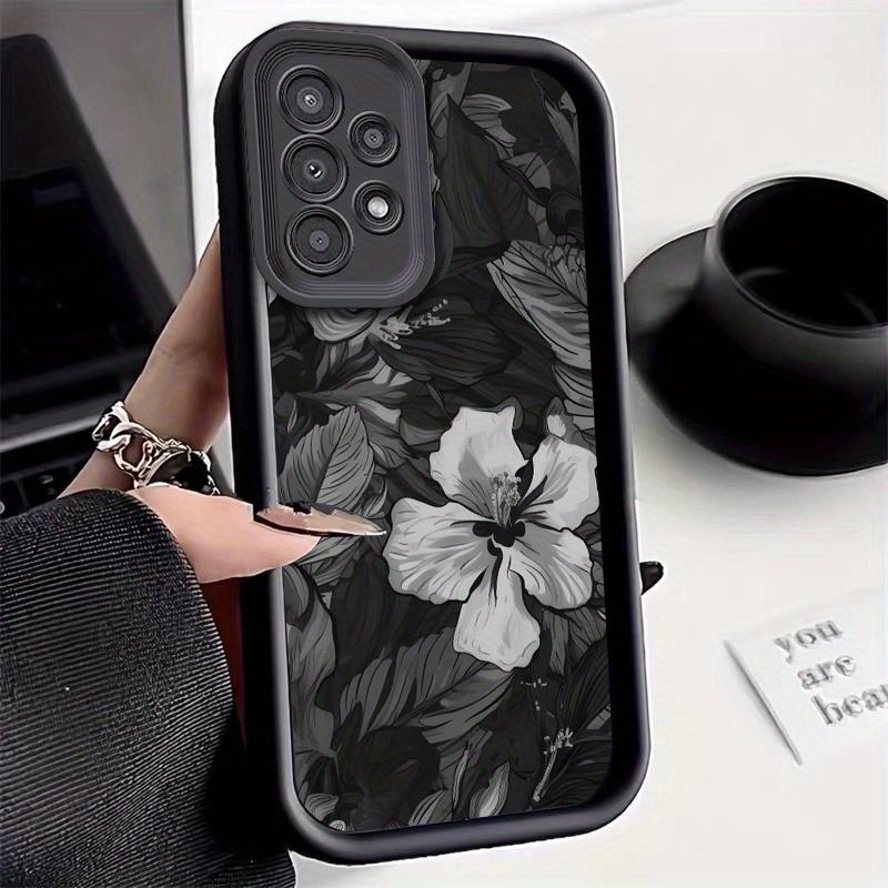 Черный Чехол для Телефона с Цветочным Узором Подходит для iPhone 17 16 15 14 13 12 11 Pro/Max/Plus Противоударный Задний Чехол