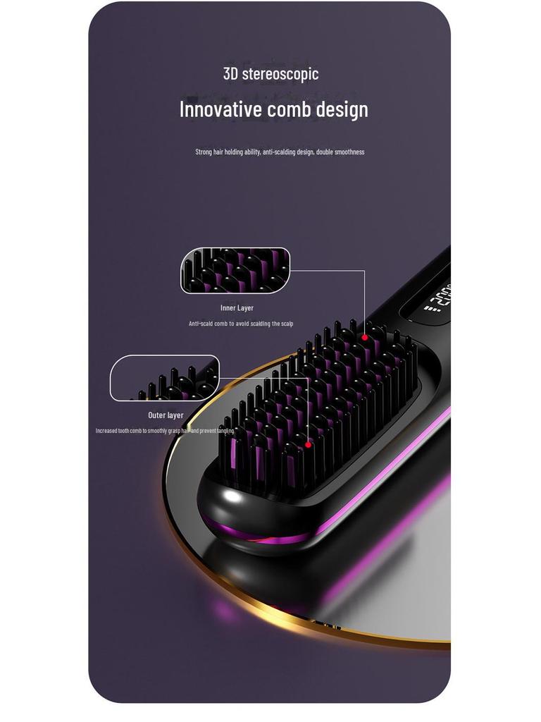 Расческа для выпрямления волос с ЖК-дисплеем и ионизацией — двойного назначения, портативная, для использования дома и в общежитии