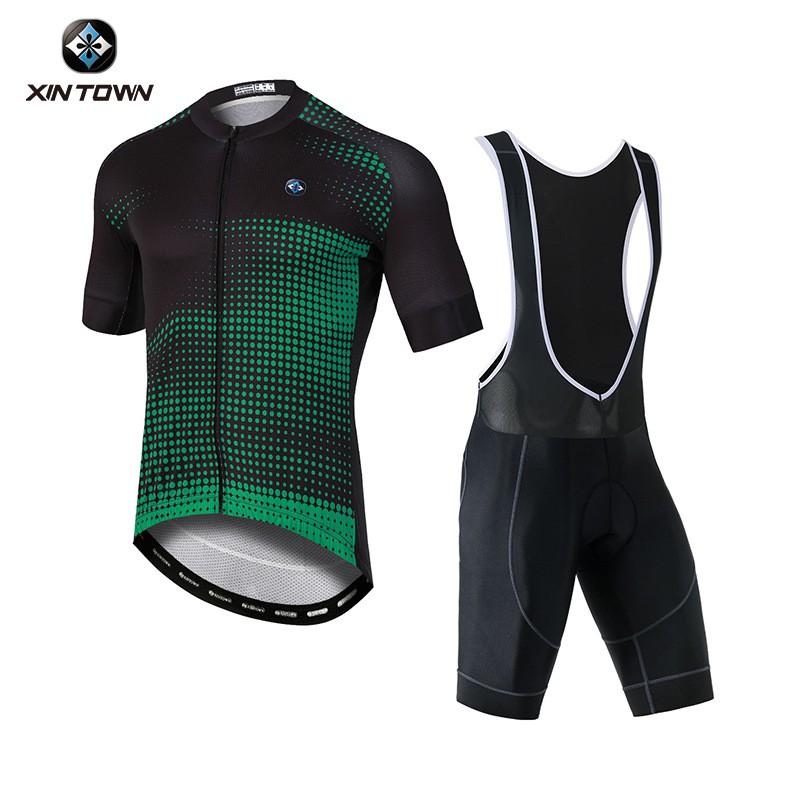 Mens Cycling Jersey Bib Shorts Set Breathable Quick-Dry Performance Wear Road Bike Riding