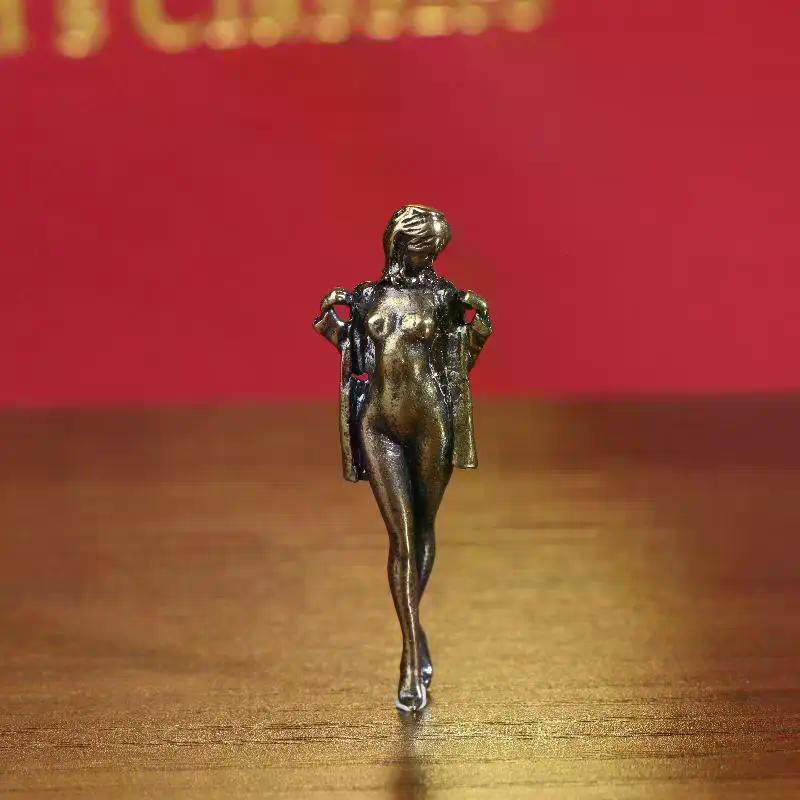 Ретро Латунная Красавица Женская Кукла Фигурка Модель Сексуальная Красавица Статуэтка Креативные Поделки Настольное Украшение Офис Домашний Декор Подарок
