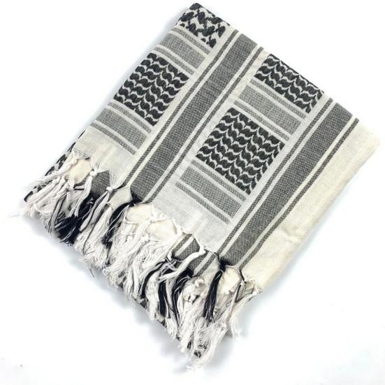 Plaid Print Shawl with Fringed Edges Jacquard Sun Sand Wind Protection Ethnic Style Scarf Men Women Outdoor Shawl