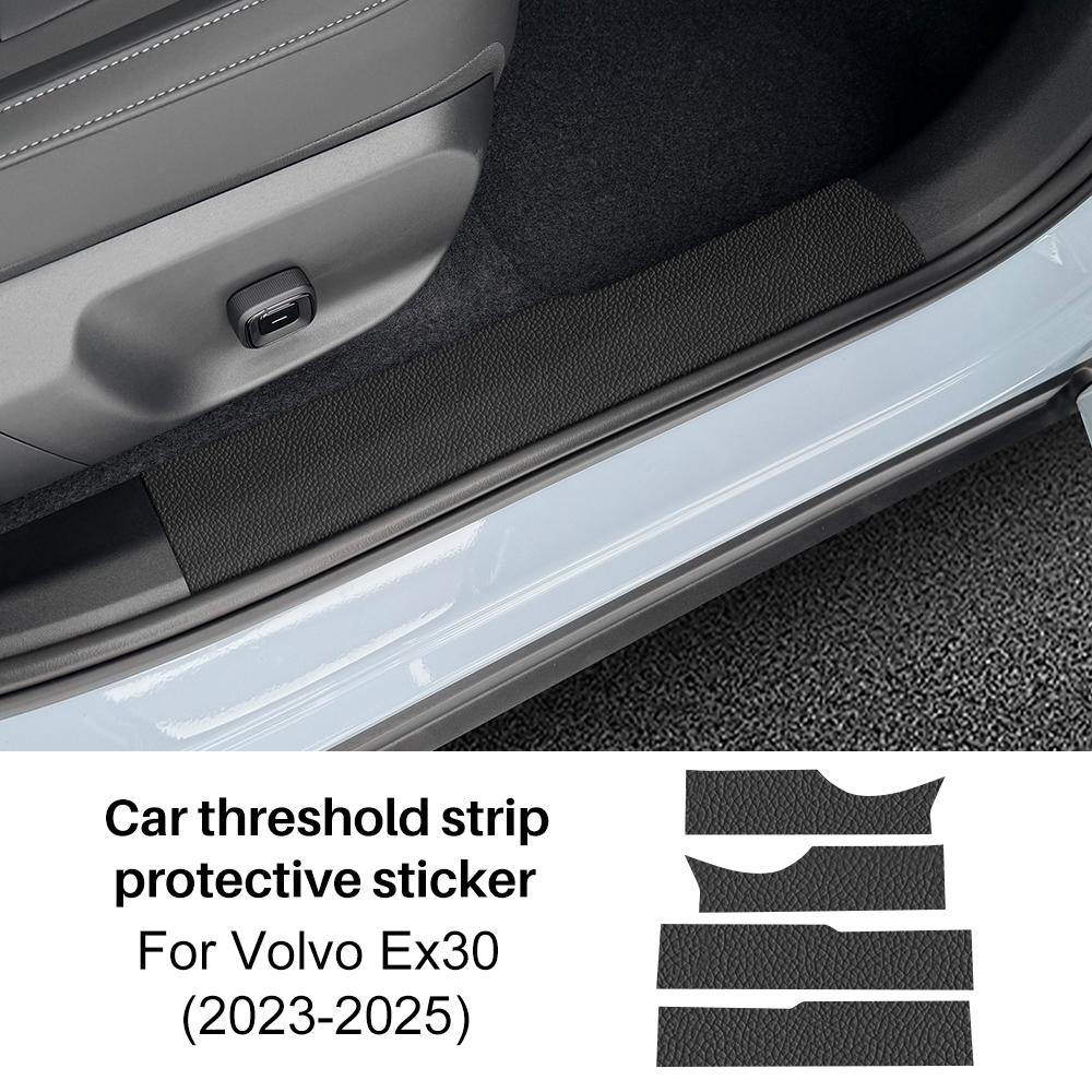 Suede For Volvo EX30 2023 2024 2025 2026 pu leather/carbon texture Car Threshold Door Protective Strip Anti-kick Protect Sticker.