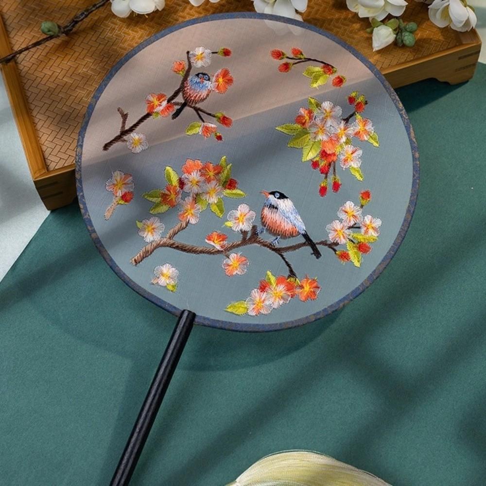 Floral Pattern Silk Fan with Tassels Pendant Tuan Fan Photography Prop
