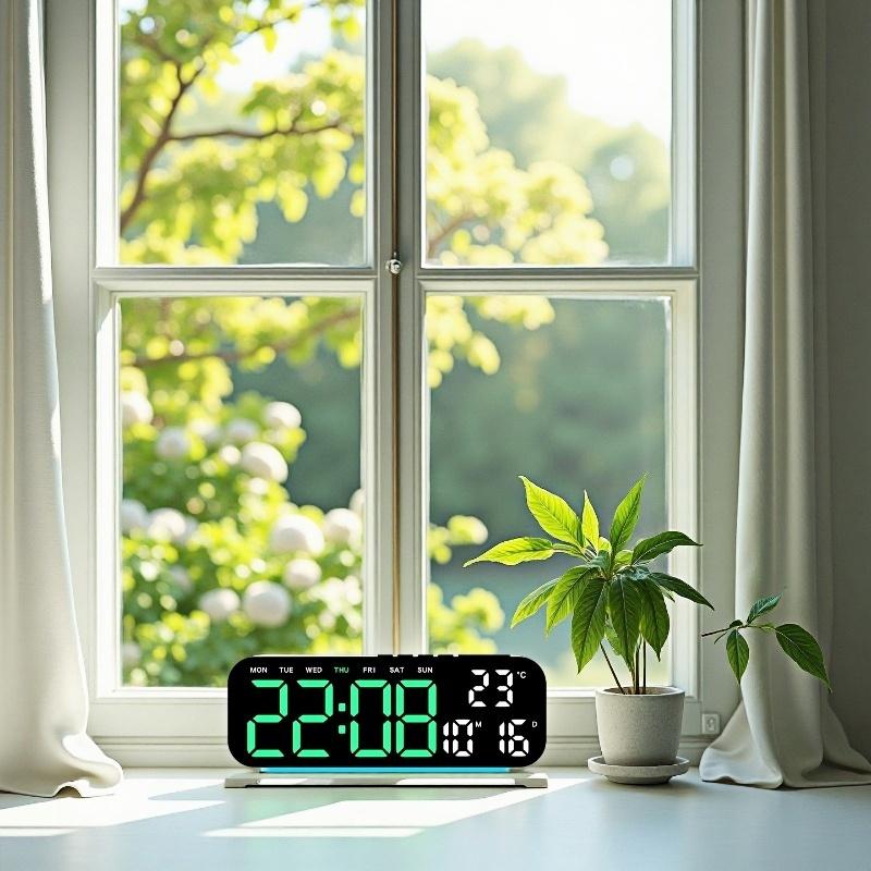 Цифровой будильник с питанием от USB с RGB подсветкой настроения, ТЕМПЕРАТУРА, ДАТА, 2 будильника, повтор, настольные часы, 12/24-часовой формат, автоматическая регулировка яркости, таймер, обратный отсчет, светодиодные часы