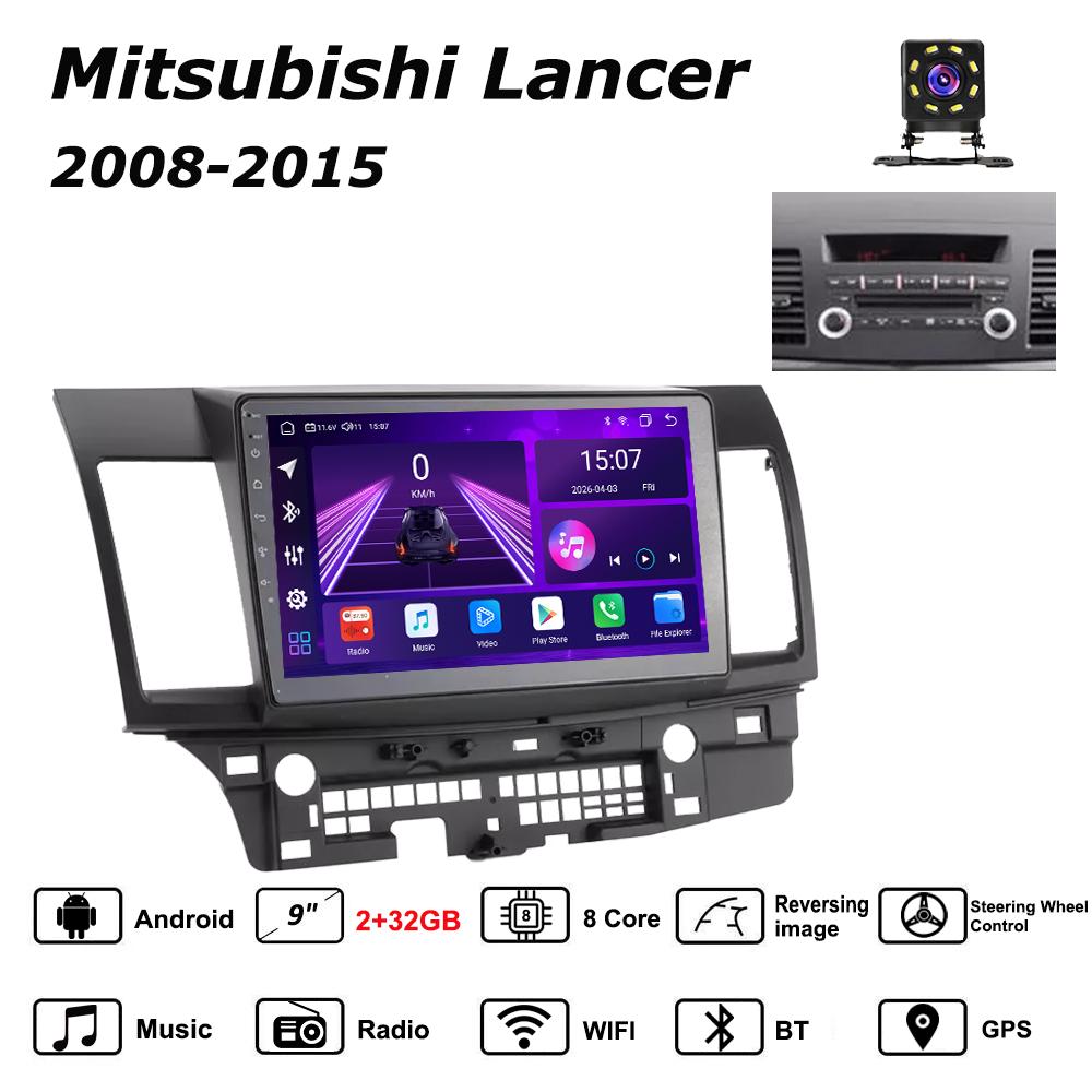 Автомобильная магнитола Android Car-Play для Mitsubishi Lancer 2008-2015 Мультимедийный плеер Головное устройство Стерео Навигация GPS BT WIFI, 8 ЯДЕР, 2+32 ГБ