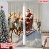 2pcs 2D Flat Printing Merry Christmas Popular Curtains Santa's Sleigh Versatile Durable Polyester Without Electricity Festive