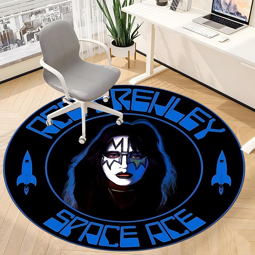 1PC Ace Frehley, Kiss Office Round Rug Perfect for Office Non-Slip Backing, Decorative Floor Mat yy250916055