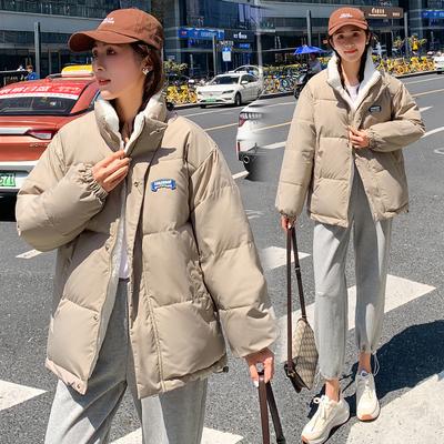 2025 зима новая пуховая хлопковая куртка женская плюшевая корейская стеганая куртка двусторонняя студенческая хлопковая куртка свободная утолщенная куртка