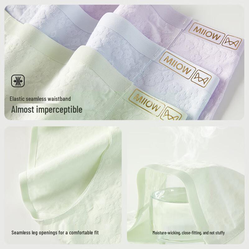 Mao Ren Women's High-Cut Breathable Antibacterial Cotton Briefs 3-Pack