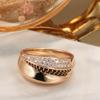 Kinel Luxury Black White Zircon Ring Rose Gold Color Daily Jewelry