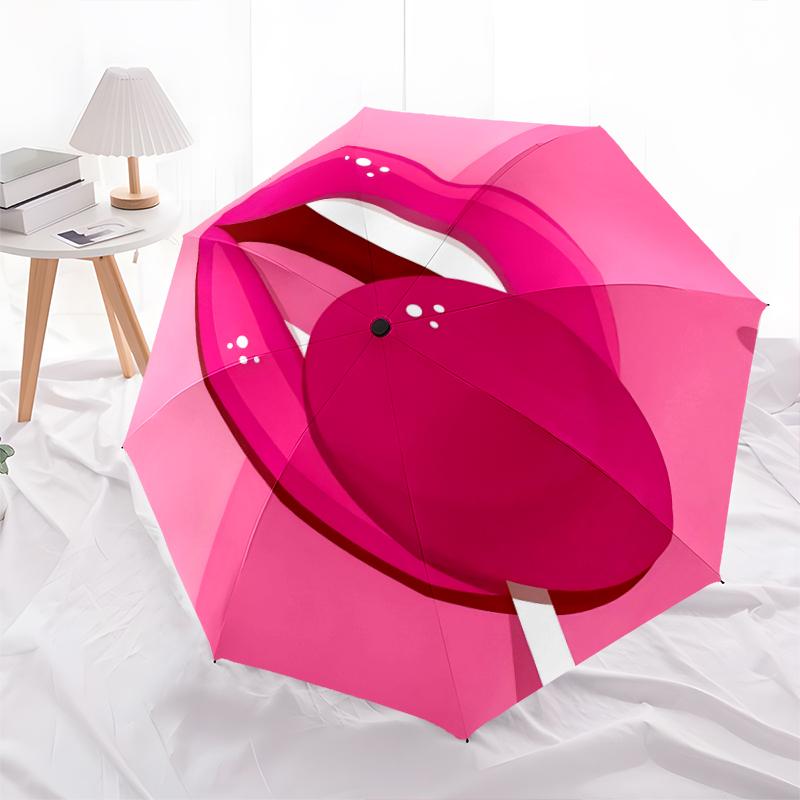 1PC lip theme Umbrella Portable Folding Umbrella Iron Frame Hole Bone Structure Outdoor Home Umbrella A22