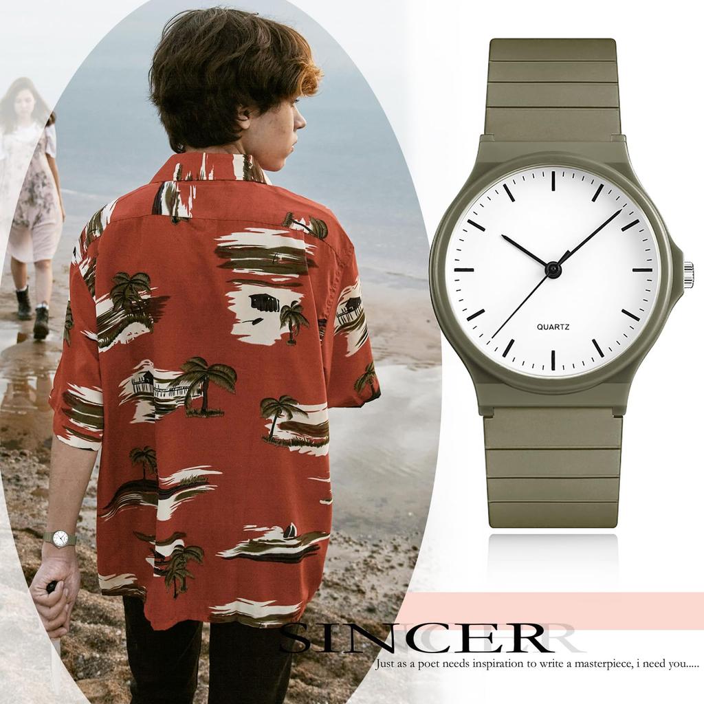 Watch Silicone Analog Display Cute Simple Stylish Rubber Watch Quartz Clock Commuting To Work or School Girls Boys Men Women Fashion Accessories