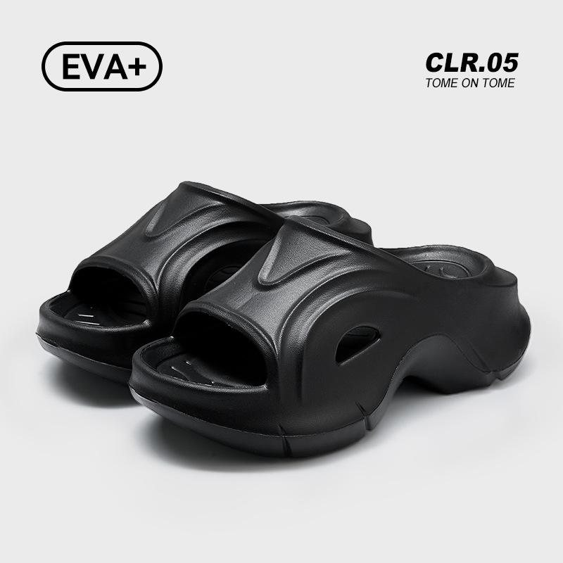 Пляжная обувь с увеличением роста, женские крутые шлепанцы на лето, высокие каблуки и толстая подошва, без запаха ног, нескользящие сандалии