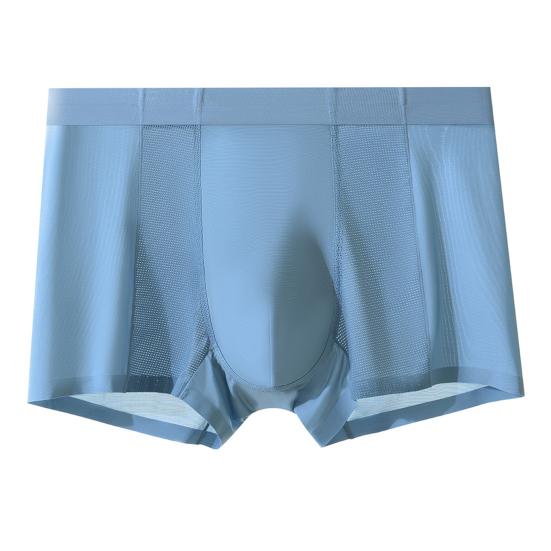 Мужские трусы-боксеры средней посадки с эластичным поясом, дышащие сетчатые шорты, однотонные летние охлаждающие трусы из ледяного шелка
