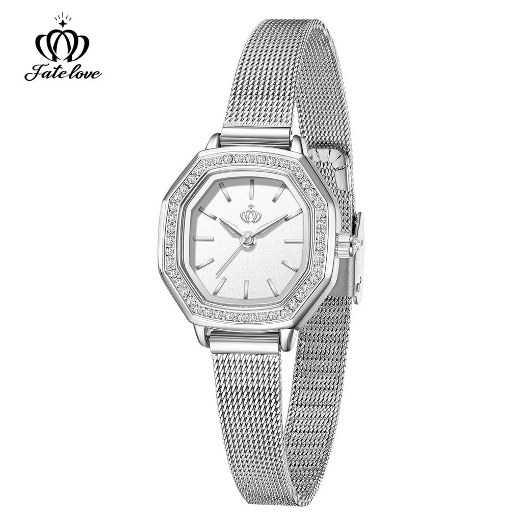 Fatelove 924 Diamond Bezel Quartz Watches for Women Steel Strap Waterproof Ladies Wristwatch Elegant Luxury Original Woman Watch