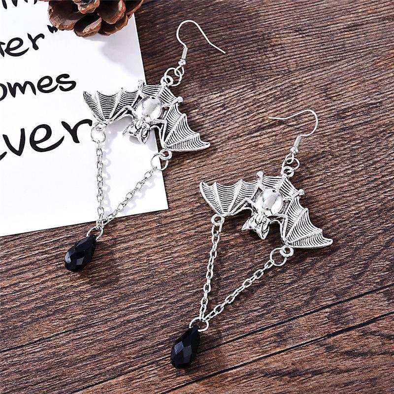 Gothic Halloween Bat Earrings Vintage Silver Color Hanging Bats Earrings Party Punk Witchcraft Accessories