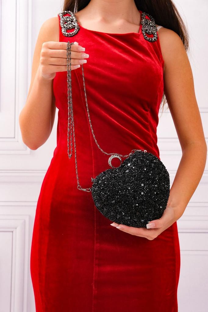 Women's Stylish and Useful Evening Dress Bag Women's Heart Stoned Saxe Blue Evening Dress Bag