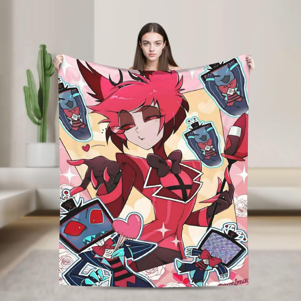 Cartoon H-Hazbin HotelS Flannel Blanket Winter Warm Soft Bedding Throws for Child Home Decor Funny Bedspread Sofa Bed Cover