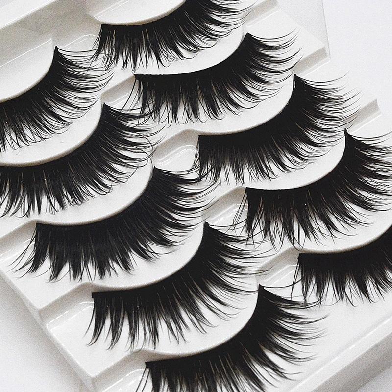 5 Pairs Handmade Black Voluminous False Eyelashes Makeup Very Thick Long Fake Eye Lashes Extention T