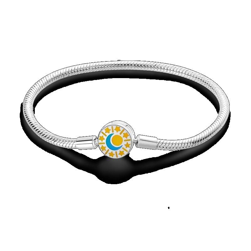 Браслет из стерлингового серебра 925 пробы Бабочка Цветок Клевер Зеленая Кошачья Лапка Любовь Циркон Ювелирные изделия Подарки для женщин 17-20 см