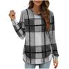 Women Casual Loose Plaid Long Sleeve Crew Neck Irregular Basic Top