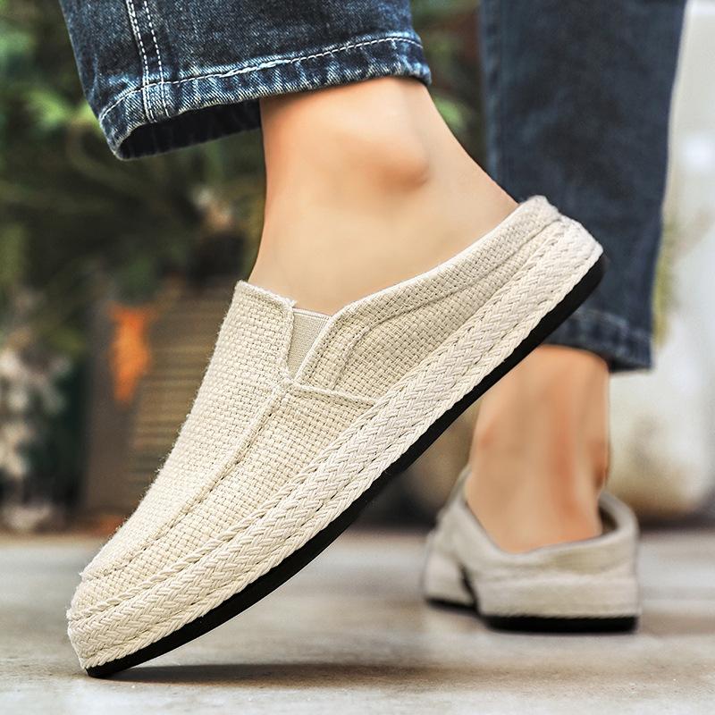 Summer New Casual Lazy Shoes Men's Fashion Outdoor Canvas Shoes Light Pedal Breathable Trend Board Shoes Men