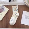 Женские милые носки до середины икры с щенками - Весенне-летние в стиле академии с дизайном японской мультяшной звезды - Корейские студенческие хлопковые носки
